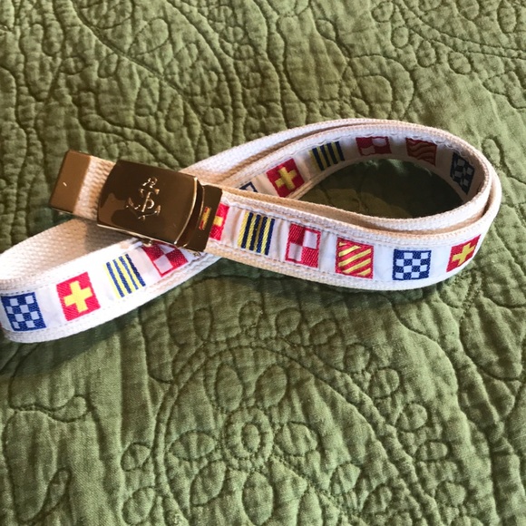 Nautical cotton belt with solid brass buckle. - Picture 2 of 4